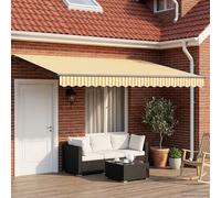 Ziaphsol Store banne rétractable Jaune et Blanc 4 x 2 m, Toile en Polyester 270 GSM, Cadre en Acier et Aluminium, Manuel Mural pour terrasse Balcon Jardin Patio véranda Protection Solaire Contre