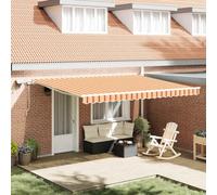 Ziaphsol Store banne rétractable Jaune et Orange 450 x 350 cm, auvent Toile en Tissu Polyester et Aluminium, Solaire, Manuel, Mural, pour terrasse Balcon Jardin Patio Veranda ombrage et Protection