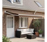 Ziaphsol Store banne rétractable Taupe 4 x 3 m Polyester et métal, Toile Solaire Anti UV, ombrage extérieur pour terrasse Balcon Jardin Patio pergola Mural