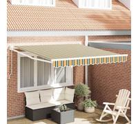 Ziaphsol Store banne rétractable Vert et Jaune, Toile 300 x 250 cm, Cadre Acier Enduit et Aluminium, Manuel Mural pour terrasse Balcon Jardin Patio, ombrage Solaire Pluie