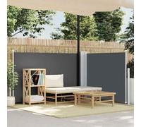 Ziaphsol Store latéral extensible anthracite 120 x 1000 cm, brise-vue résistant aux UV pour jardin, terrasse et balcon, imperméable, avec système de roulement automatique, accessoires de montage