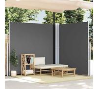 Ziaphsol Store latéral extensible anthracite 220 x 600 cm, protection UV imperméable pour jardin, terrasse, balcon, brise-vue robuste avec fonction de retour automatique