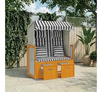 Ziaphsol Strandkorb Bain Soleil en résine tressée et Bois Massif Blanc Gris, Chaise Longue inclinable avec Coussins, auvent et Repose Pieds, pour Jardin terrasse Balcon Plage extérieur Patio