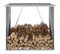 Ziaphsol Support à bûches en acier galvanisé - 163 x 83 x 154 cm - Gris - Pour le stockage du bois de chauffage - Avec 2 m³ de capacité et tubes latéraux - Aide à l'empilage pour jardin, terrasse