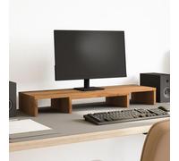 Ziaphsol Support de moniteur réglable en chêne Artisan - 80 x 24 x 10,5 cm - Pour deux écrans - Réglable en hauteur - Ergonomique - Avec plateau clavier et organisateur de poste de travail