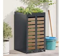 Ziaphsol Support de poubelle avec toit de plantation pour poubelle de 240 l en acier anthracite, extensible avec portes magnétiques, matériau imperméable UV pour jardin, terrasse, abri, ordre