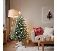 Ziaphsol Support de sapin de Noël blanc et rouge, 61 x 61 x 15,5 cm, métal et plastique, réservoir d'eau 1,3 l, pied en croix pour véritable sapin de Noël, hauteur 2,6 m