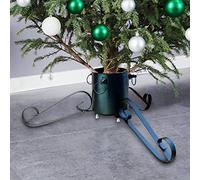 Ziaphsol Support de sapin de Noël vert en métal 58 x 58 x 21 cm pour vrais arbres jusqu'à 2,1 m avec réservoir d'eau de 1,2 l, réglable, anti-basculement, avec mécanisme de serrage pour un maintien