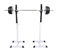 Ziaphsol Support d'haltères en acier réglable en hauteur 12 niveaux - 50 x 48 x 107 à 165 cm - Charge maximale de 80 kg - Pour banc de musculation, squat et studio à domicile