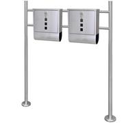 Ziaphsol Support Double boîte à Lettre en Acier Inoxydable pour extérieur Maison Jardin Portail Cloture Balcon avec Serrure clés et Porte-Journal