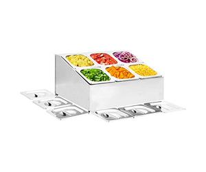 Ziaphsol Support Gastronorm en acier inoxydable pour conteneurs GN 1/6 avec 6 inserts, double rangée, 50,3 x 40 x 25 cm, avec couvercles, pour ranger et servir