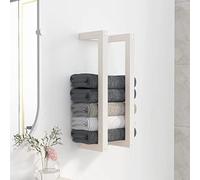 Ziaphsol Support Mural Porte-Serviettes en Bois de pin Massif Blanc 23x18x60 cm avec étagère pour Salle de Bain, Douche, Toilette, lavabo, Rangement, Organisation, Spa, hôtel, Cuisine, WC