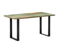 Ziaphsol Table à manger 160 x 80 x 75 cm en bois vieilli massif, bois recy cier revêtu par pulvérisation pour cuisine et salle à manger, style industriel unique, fabriquée à la main et durable