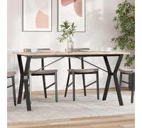 Ziaphsol Table à Manger en Bois de pin Massif 140x80x75 cm avec Cadre en Acier Stable pour Cuisine Salle à Manger séjour Famille Convive