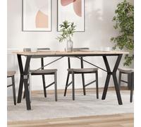Ziaphsol Table à Manger en Bois de pin Massif et Cadre en Acier Y 160x80x75 cm Meuble Robuste pour Cuisine Salle Salon sejour Famille Convive
