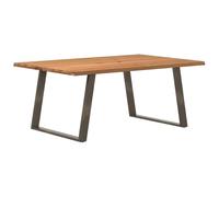 Ziaphsol Table à manger en chêne massif - 180 x 120 x 74 cm - Rectangulaire - Avec bord d'arbre unique - Robuste - Pour la famille et les invités - Design stable avec pieds de nivellement