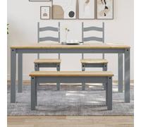 Ziaphsol Table à Manger Panama Gris en Bois Massif de pin 160x80x75 cm Meuble Rustique pour Cuisine Salle à Manger séjour Famille Convive Espace Convivial