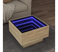 Ziaphsol Table Basse avec LED en chêne Sonoma 50x50x30 cm en Bois d'ingénierie avec Miroir Infini, éclairage RVB, idéale pour Salon, Chambre ou Espace détente intérieur