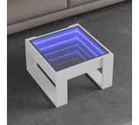 Ziaphsol Table Basse avec LED Infini Blanc 50x53x30 cm en Bois d'ingénierie Durable, avec Miroir Lumineux, idéale pour Salon, Chambre ou Espace extérieur, offrant Ambiance personnalisée et stabilité