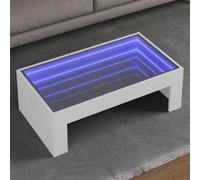 Ziaphsol Table Basse avec LED Infini Blanc 90x50x30 cm en Bois d'ingénierie et Verre, multifonctionnelle pour Salon ou Chambre, idéale pour Relaxation, décoration intérieure et Ambiance Lumineuse