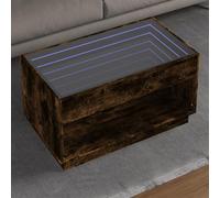 Ziaphsol Table Basse avec LED Infini en chêne fumé 90x50x50 cm, Meuble Multifonctionnel avec Miroir Lumineux, Design Moderne, idéal pour Salon, Chambre ou Espace détente intérieur