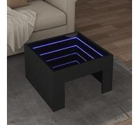 Ziaphsol Table Basse avec LED Infini Noir 50x50x30 cm en Bois d'ingénierie avec Miroir, éclairage RVB, multifonctionnelle pour Salon, Chambre ou Espace extérieur intérieur