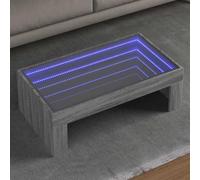 Ziaphsol Table Basse avec LED Infini Sonoma Gris 90x50x30 cm en Bois d'ingénierie avec Miroir, idéale pour Salon, Chambre ou Espace extérieur, création d'ambiance relaxante et multifonctionnelle