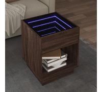Ziaphsol Table basse avec LED Infinity - Aspect chêne marron - 40 x 40 x 50 cm - En bois - Table d'appoint pour salon - Décoration moderne