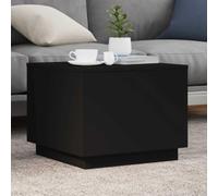 Ziaphsol Table Basse avec lumières LED RVB Noire 50x50x40 cm en Bois d'ingénierie, avec connecteur USB, idéale comme Meuble de Salon, Table d'appoint ou de détente pour intérieur et extérieur