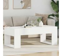 Ziaphsol Table basse blanche - 110 x 50 x 41 cm - En bois - Table d'appoint moderne - Meuble de salon avec espace de rangement, étagère, tiroirs, construction stable pour des moments de détente et une
