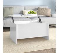 Ziaphsol Table basse blanche brillante - 80 x 55,5 x 41,5 cm - En bois - Réglable en hauteur - Espace de rangement - Table de salon moderne pour bureau et salle à manger