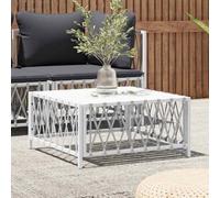 Ziaphsol Table Basse de Jardin Blanche en Tissu tissé, Structure Acier Enduit de Poudre, 70 x 70 x 34 cm, Module modulable pour terrasse Balcon Patio Salon détente extérieur, Charge 110 kg