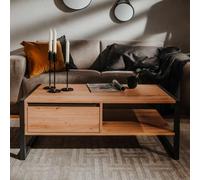 Ziaphsol Table Basse Denver 55 Finori en chêne Artisanal et Gris Anthracite, Meuble Industriel avec tiroir et Espace de Rangement, idéal pour Salon, séjour ou Espace détente