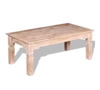 Ziaphsol Table Basse en Bois d'acacia Massif 110x60x45 cm Finition Blanche brossée Meuble de Salon Robuste pour intérieur ou extérieur, idéal pour détente et décoration