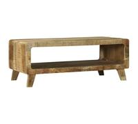 Ziaphsol Table Basse en Bois de Mangue Massif Marron 90 x 50 x 35 cm avec étagère, Meuble de Salon Moderne, Design épuré, Rangement Pratique, idéal pour intérieur, Style Minimaliste et élégant