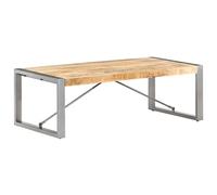 Ziaphsol Table Basse en Bois de manguier Brut 120x60x40 cm avec Pieds en Acier pour Salon, pièce à Vivre ou Espace extérieur, Design Industriel, Robuste et Durable