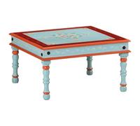 Ziaphsol Table Basse en Bois de manguier Massif Peint à la Main avec Finition Bleue pour Salon, Meuble Robuste, décoration Artisanale, idéal pour Espace détente, intérieur ou extérieur