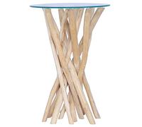 Ziaphsol Table Basse en Bois de Teck Massif avec Dessus en Verre 35x35x50cm, Meuble Naturel pour Salon, terrasse ou Patio, Design élégant, Stable et Durable, idéal pour détente et Relaxation