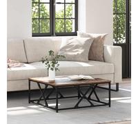 Ziaphsol Table basse en bois vieilli - 70 x 70 x 30 cm - Pieds en acier - Design moderne pour salon, table d'appoint, table de salon, espace de rangement, montage facile, construction stable
