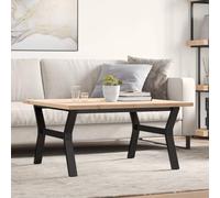 Ziaphsol Table basse en Y 90 x 90 x 45,5 cm en pin massif non traité et acier revêtu par pulvérisation, table de salon robuste, table d'appoint durable pour une décoration élégante