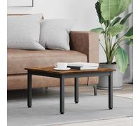 Ziaphsol Table basse fumée 60 x 60 x 36 cm en bois avec structure en métal Table de salon moderne pour salon, table d'appoint, espace de rangement, table d'appoint élégante pour des moments de détente