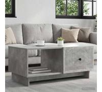 Ziaphsol Table basse gris béton 90 x 50 x 40 cm avec espace de rangement en bois de style vintage avec tiroirs et étagère pour des moments de détente