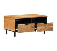 Ziaphsol Table Basse Marron en Bois d'acacia Massif 80 x 54 x 40 cm avec tiroirs et étagères, Design épuré pour Salon, Bureau ou Salle familiale, Facile à Assembler