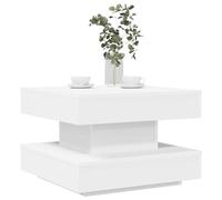 Ziaphsol Table basse pivotante à 360° en bois - Blanc - 50 x 50 x 34,5 cm - Table de salon moderne avec espace de rangement pour livres, magazines