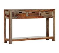 Ziaphsol Table console 120 x 30 x 75 cm, bois massif d'acacia, faite à la main, 3 tiroirs, étagère, table de couloir, table d'appoint, pour salon, salle à manger, entrée
