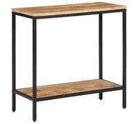 Ziaphsol Table console 70 x 35 x 70 cm, bois massif de mangue, avec structure en fer, table de couloir pour salon, entrée, table d'appoint stable avec étagère