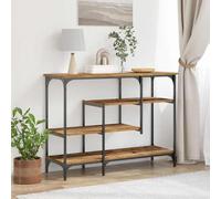 Ziaphsol Table console en bois recyclé 100 x 35 x 75 cm, bois stratifié et métal, table de couloir industrielle avec étagère, espace de rangement polyvalent pour salon, entrée