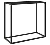 Ziaphsol Table console noire 80 x 35 x 75 cm, verre trempé avec cadre en acier revêtu par pulvérisation, table d'appoint moderne pour salon, couloir, entrée polyvalente
