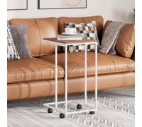 Ziaphsol Table d'appoint avec Roues Blanc 40x30x63,5cm en Bois d'ingénierie, Structure Solide, Design en Forme de C, idéal pour canapé, lit ou Espace détente, Facile à déplacer
