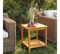 Ziaphsol Table d'appoint en Bois d'acacia Massif 45x45x45 cm pour terrasse, Balcon ou Jardin, Meuble extérieur Robuste avec étagère inférieure, idéal pour Relaxation, détente ou Repas en Plein air